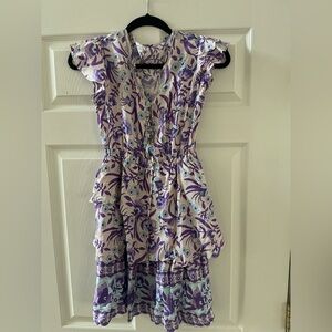 Source Unknown Purple and Cream Floral Midi Dress